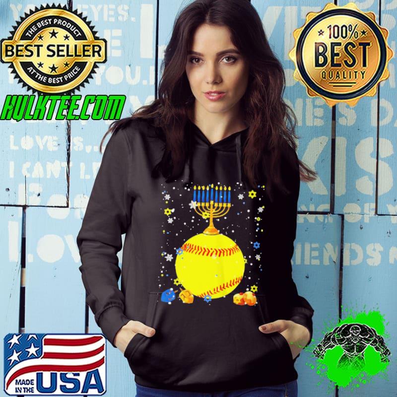 Nice Menorah hanukkah menorah jewish proud softball shirt