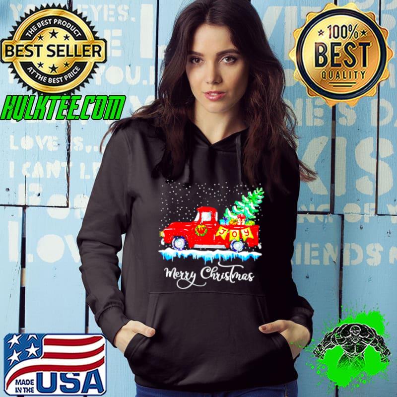 Nice Merry Christmas Red Truck Old Fashioned Christmas Hoodie Nice Merry Christmas Red Truck Old Fashioned Christmas Hoodie