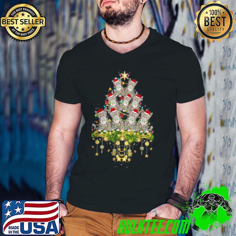 Nice Tabby Cat Christmas Tree Lights Funny Xmas Lover T Shirt Nice Tabby Cat Christmas Tree Lights Funny Xmas Lover T Shirt