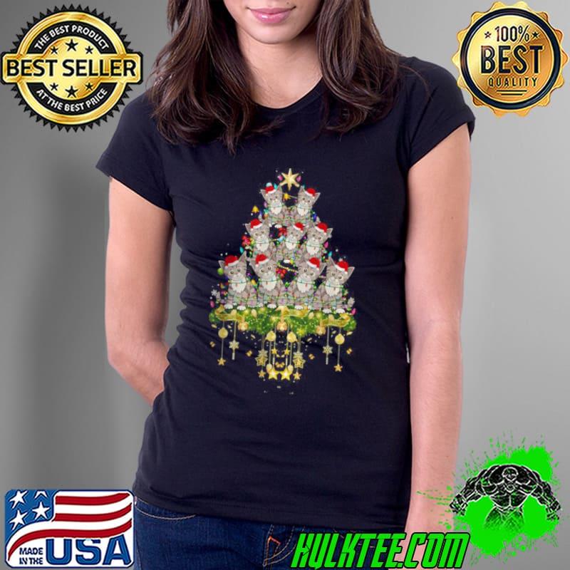 Nice Tabby Cat Christmas Tree Lights Funny Xmas Lover T Shirt Ladies Tee Nice Tabby Cat Christmas Tree Lights Funny Xmas Lover T Shirt Ladies Tee