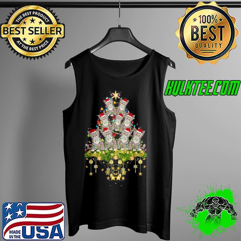Nice Tabby Cat Christmas Tree Lights Funny Xmas Lover T Shirt Tank Top Nice Tabby Cat Christmas Tree Lights Funny Xmas Lover T Shirt Tank Top
