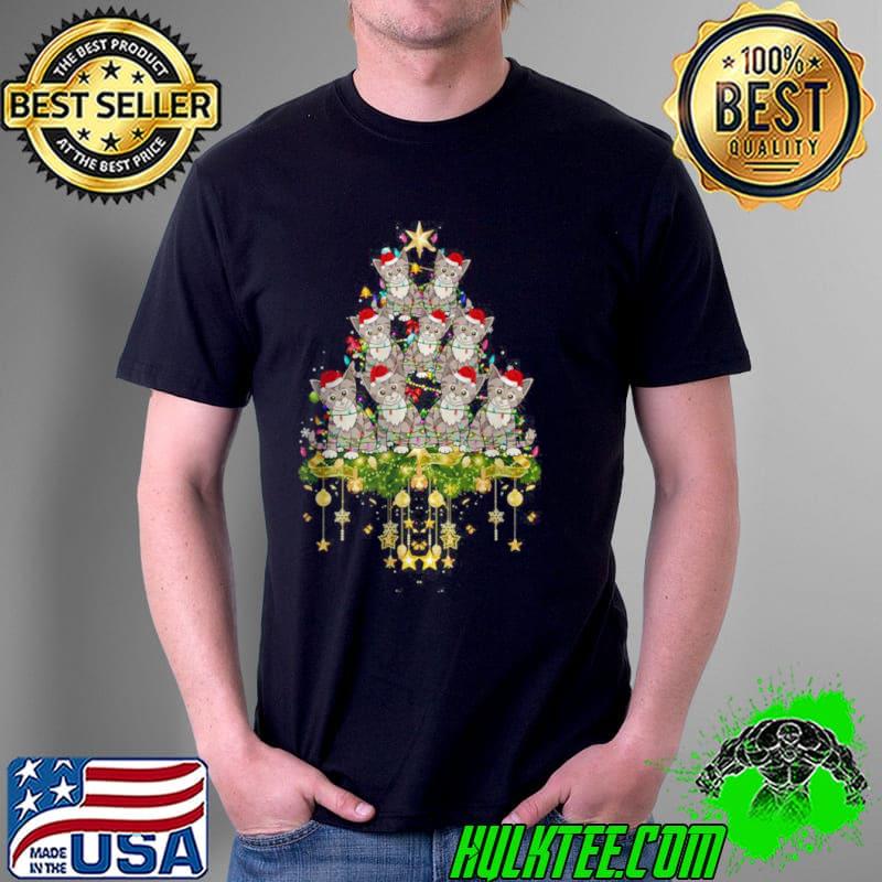 Nice Tabby Cat Christmas Tree Lights Funny Xmas Lover T Shirt Unisex Nice Tabby Cat Christmas Tree Lights Funny Xmas Lover T Shirt Unisex