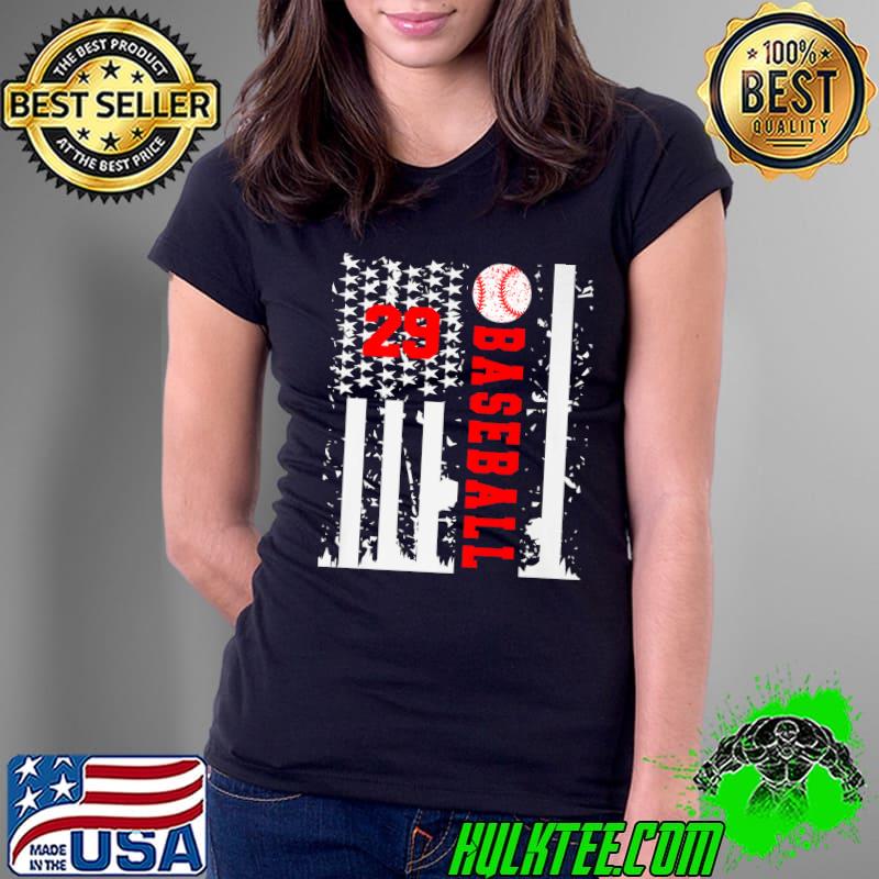 Nice Twenty Nine 29 Baseball Jersey Tee Number USA Flag Premium T-Shirt Ladies Tee Nice Twenty Nine 29 Baseball Jersey Tee Number USA Flag Premium T-Shirt Ladies Tee