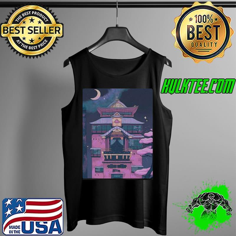 Night Bath House Spirited Away Japanese Aesthetic Unisex Sweat Tank Top Night Bath House Spirited Away Japanese Aesthetic Unisex Sweat Tank Top