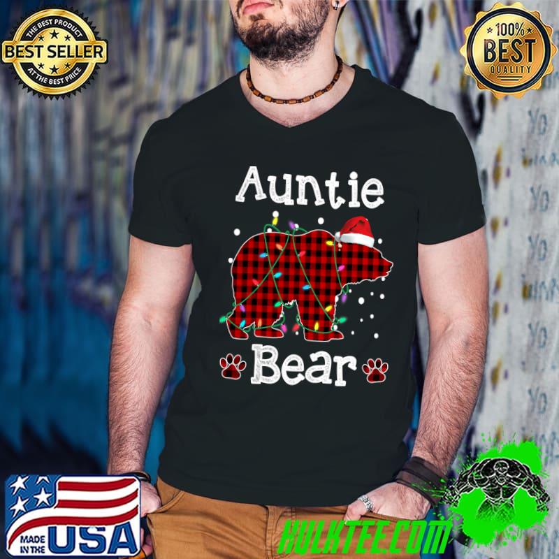 Official Auntie Bear Shirt Red Buffalo Plaid Auntie Bear Pajama T-shirt