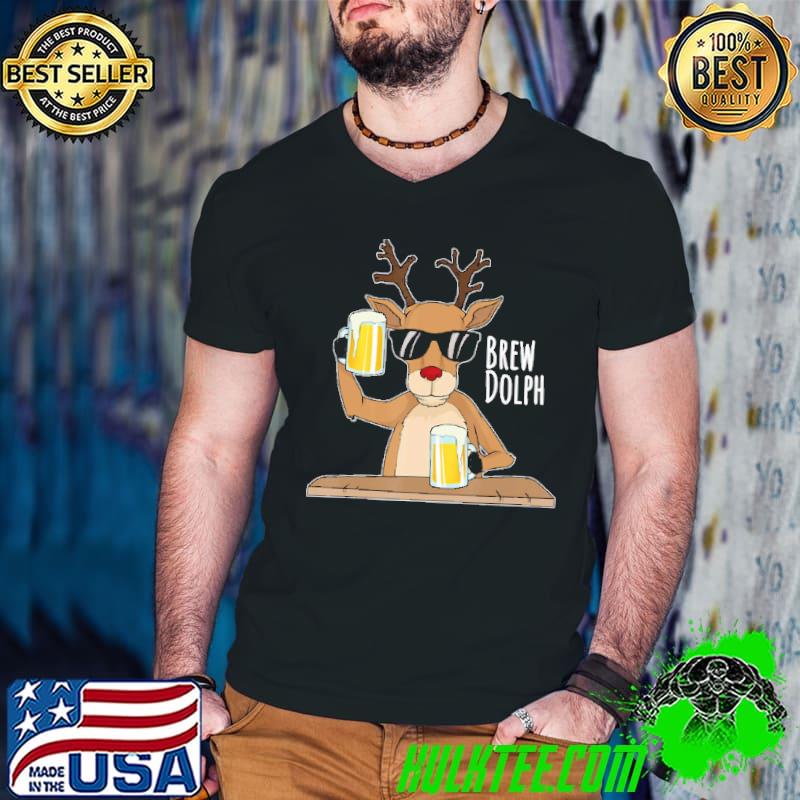 Official Brew Dolph Funny Rudolph Christmas Holiday T-Shirt