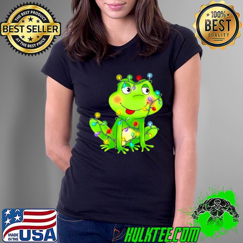 Official Cute frog Christmas light Ladies Tee Official Cute frog Christmas light Ladies Tee