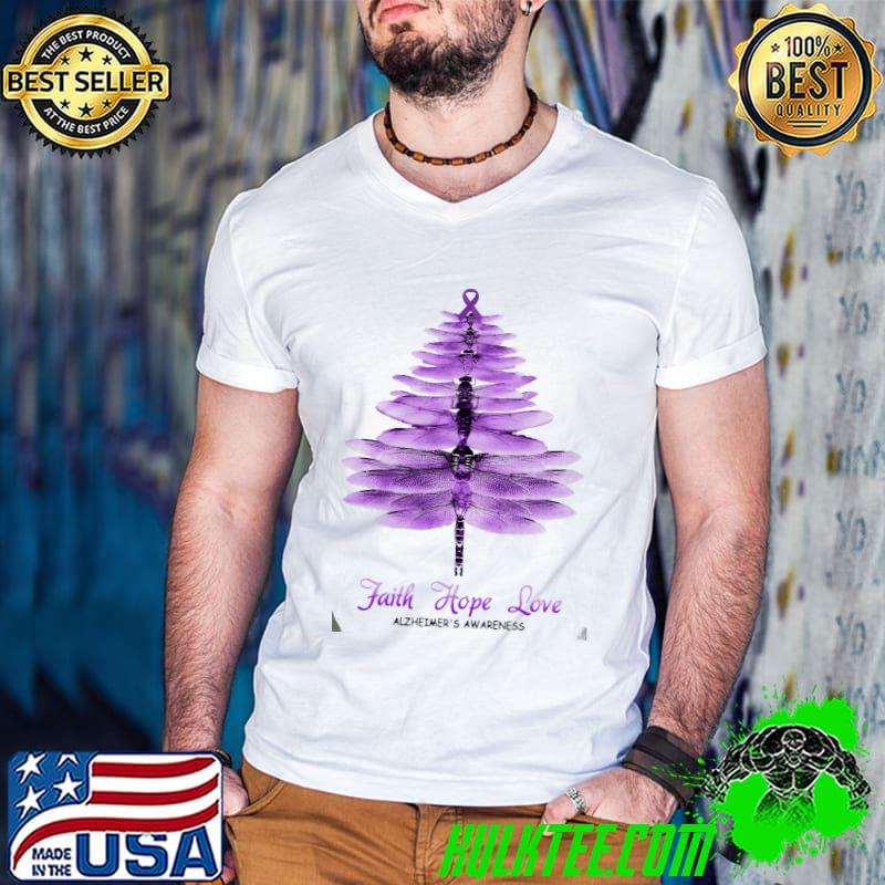 Official Faith hope love alzheimers awareness dragonfly shirt