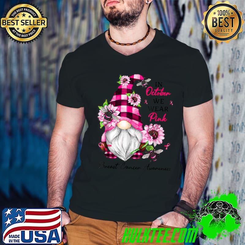 Official Gnome In October We Wear Pink Breast Cancer Awareness T Shirt Guys V Neck Official Gnome In October We Wear Pink Breast Cancer Awareness T Shirt Guys V Neck