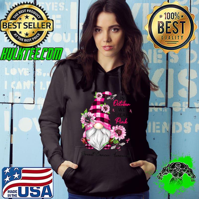 Official Gnome In October We Wear Pink Breast Cancer Awareness T Shirt