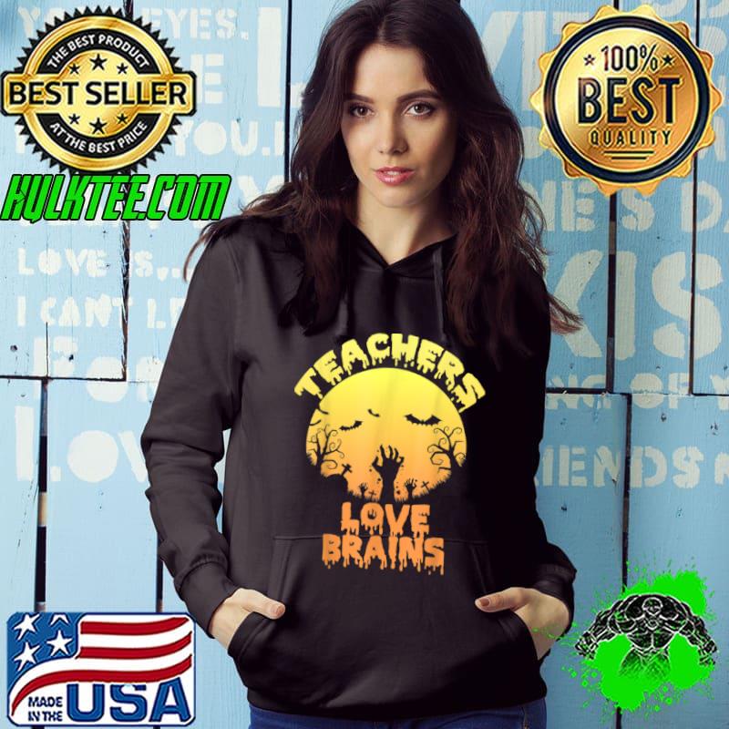 Official Horror Zombie Halloween Teachers Love Brains T Shirt