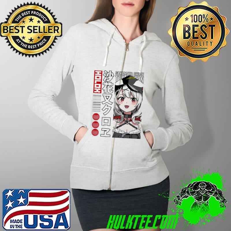 Official Japanese Style Hololive Sakamata Chloe Unisex T-Shirt Full Zip Hooded Official Japanese Style Hololive Sakamata Chloe Unisex T-Shirt Full Zip Hooded