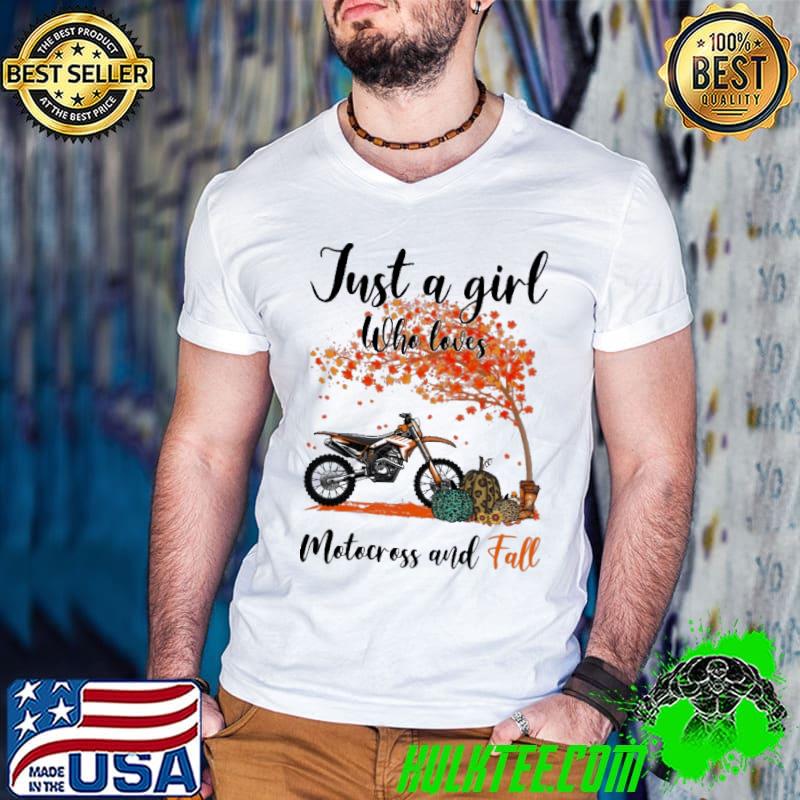 Official Just A Girl Who Loves Motocross And Fall Pumpkin Leopard shirt