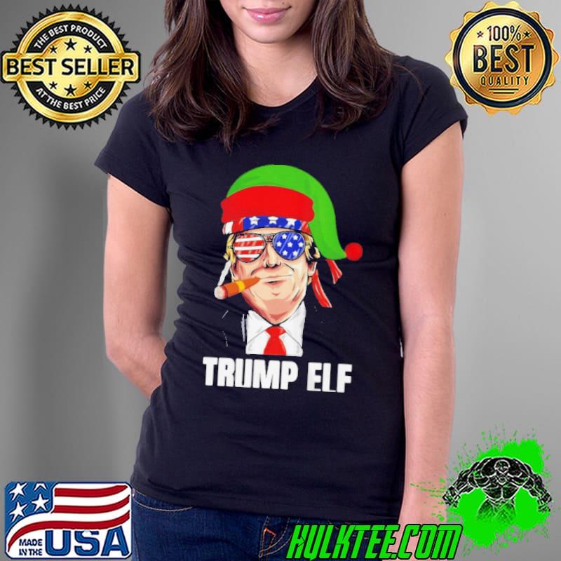 Official King elf Trump elf drinking christmas pajama matching Ladies Tee Official King elf Trump elf drinking christmas pajama matching Ladies Tee