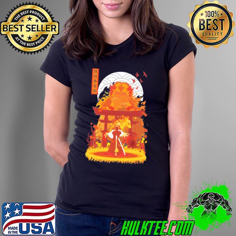 Official Kyojuro Rengoku Minimalist Print Unisex T-Shirt Ladies Tee Official Kyojuro Rengoku Minimalist Print Unisex T-Shirt Ladies Tee