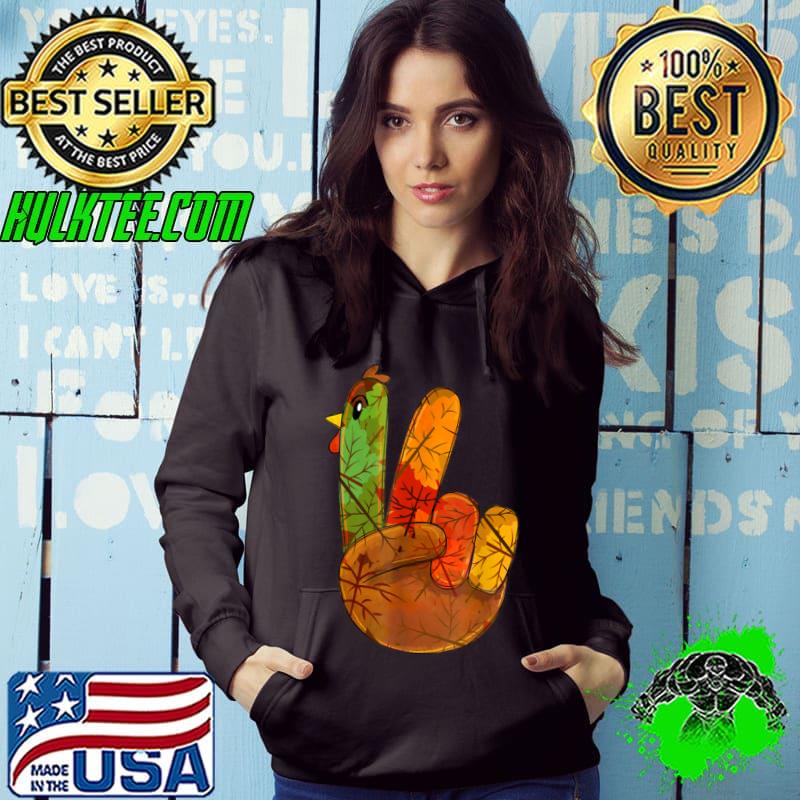 Official Peace Love Grateful Turkey Hand Sign Fall Autumn Givethanks T Shirt