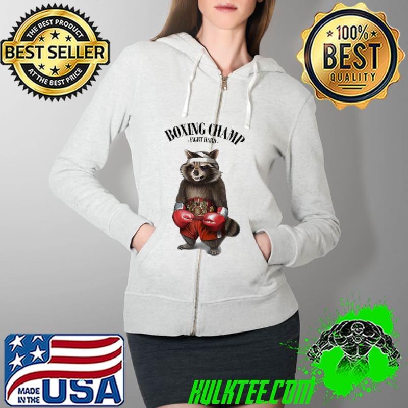 Official Raccoon as Boxing Fight Hard Champion Full Zip Hooded Official Raccoon as Boxing Fight Hard Champion Full Zip Hooded