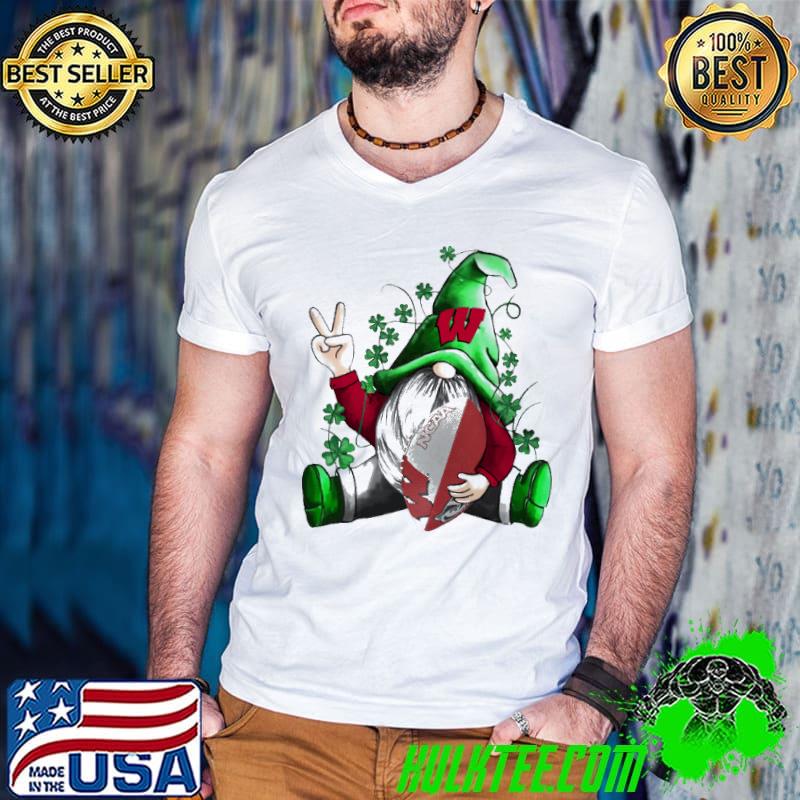 Official St Patrick Gnome Hugs Wisconsin Badgers Football NCAA Shirts