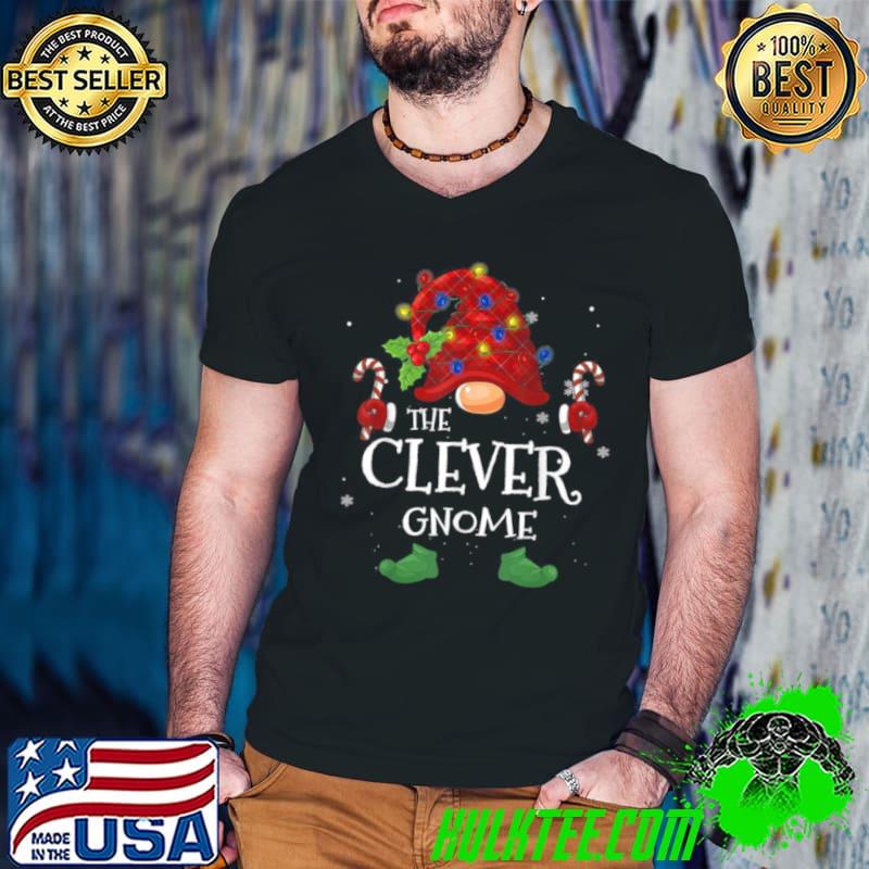 Official The Clever Gnome Buffalo Plaid Christmas Tree Light Shirt