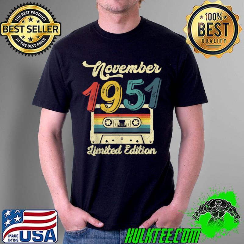 Official Vintage November 1951 Cassette 70th Birthday Decorations T Shirt Unisex Official Vintage November 1951 Cassette 70th Birthday Decorations T Shirt Unisex