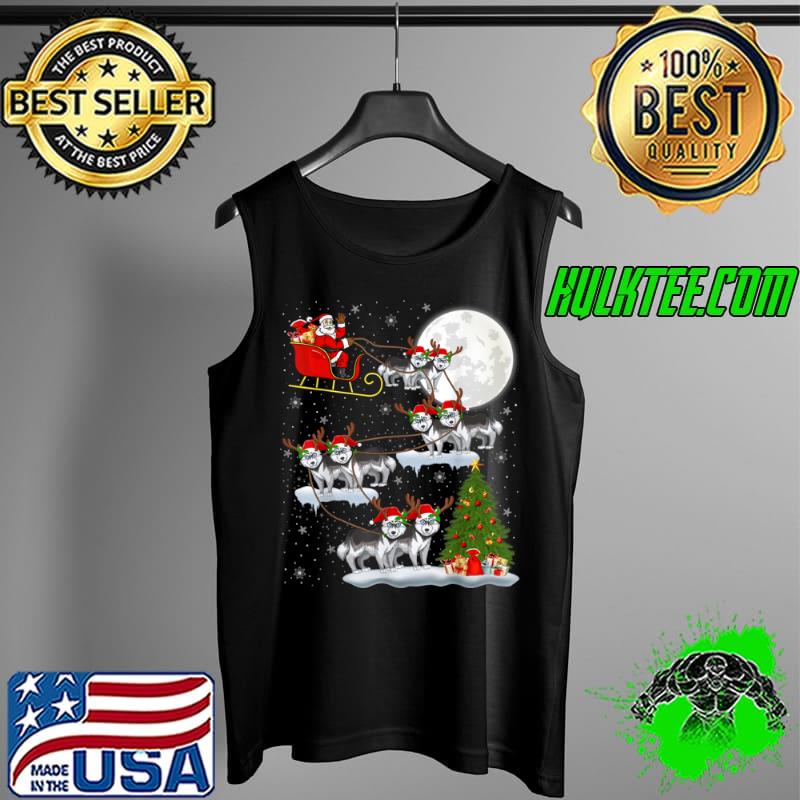 Official Xmas Lighting Tree Santa Riding Siberian Husky Christmas T Shirt Tank Top Official Xmas Lighting Tree Santa Riding Siberian Husky Christmas T Shirt Tank Top