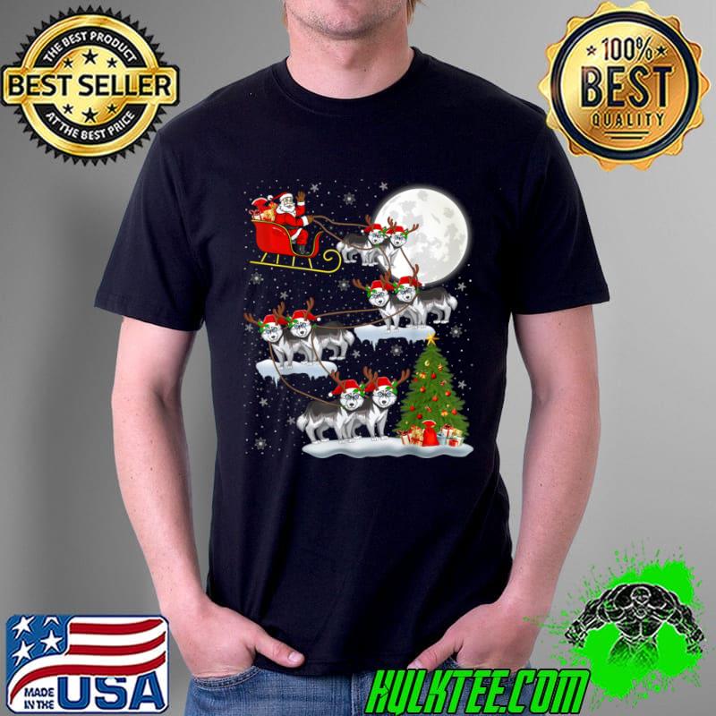 Official Xmas Lighting Tree Santa Riding Siberian Husky Christmas T Shirt Unisex Official Xmas Lighting Tree Santa Riding Siberian Husky Christmas T Shirt Unisex