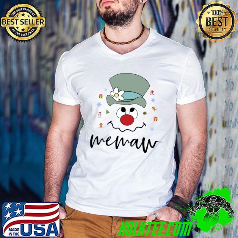 Original Christmas Memaw Funny Snowman Face Personalized Granny T-shirt