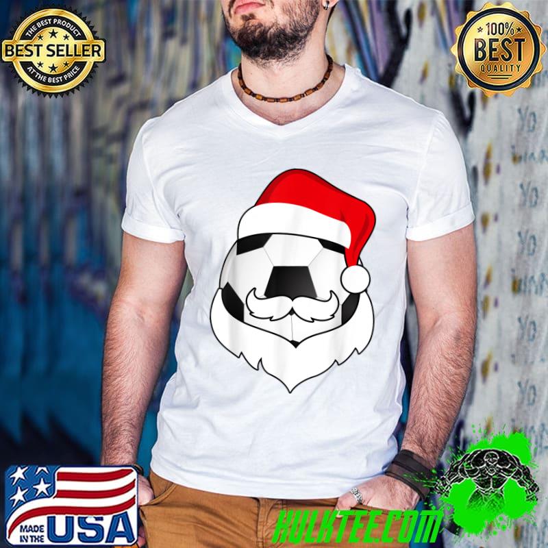 Original Christmas Soccerl Funny Santa Hat beard Sport Xmas Boys T-Shirt