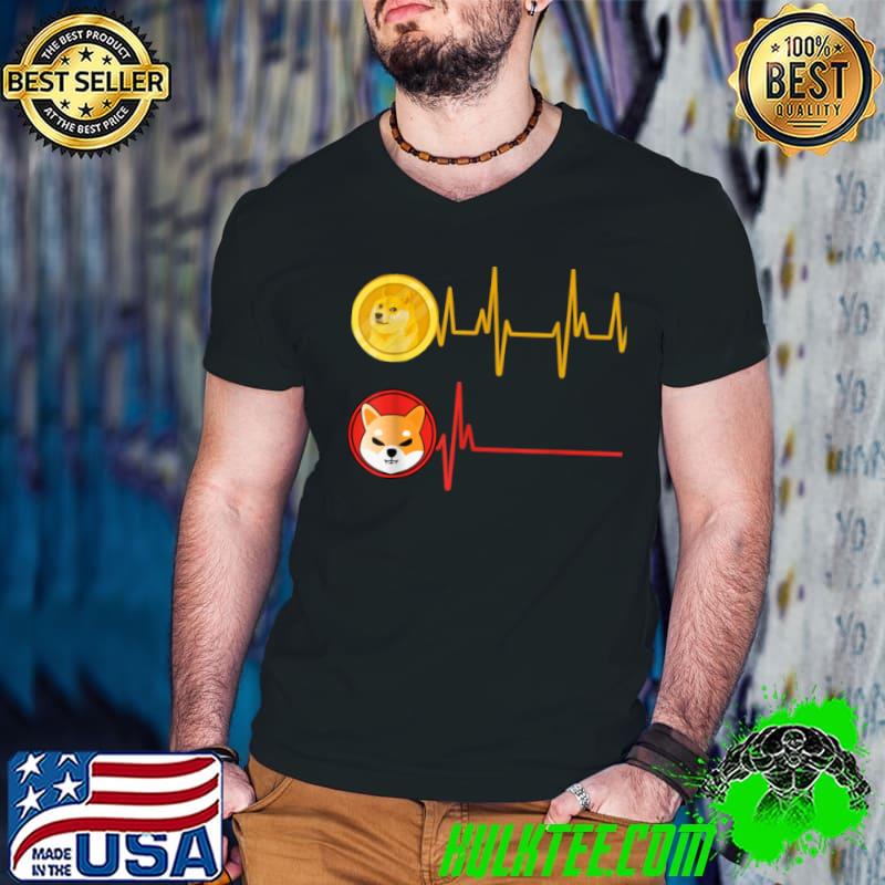 Original Dogecoin Vs. Shiba Inu Coin Heartbeat Doge Hodler Doge Meme T Shirt Guys V Neck Original Dogecoin Vs. Shiba Inu Coin Heartbeat Doge Hodler Doge Meme T Shirt Guys V Neck