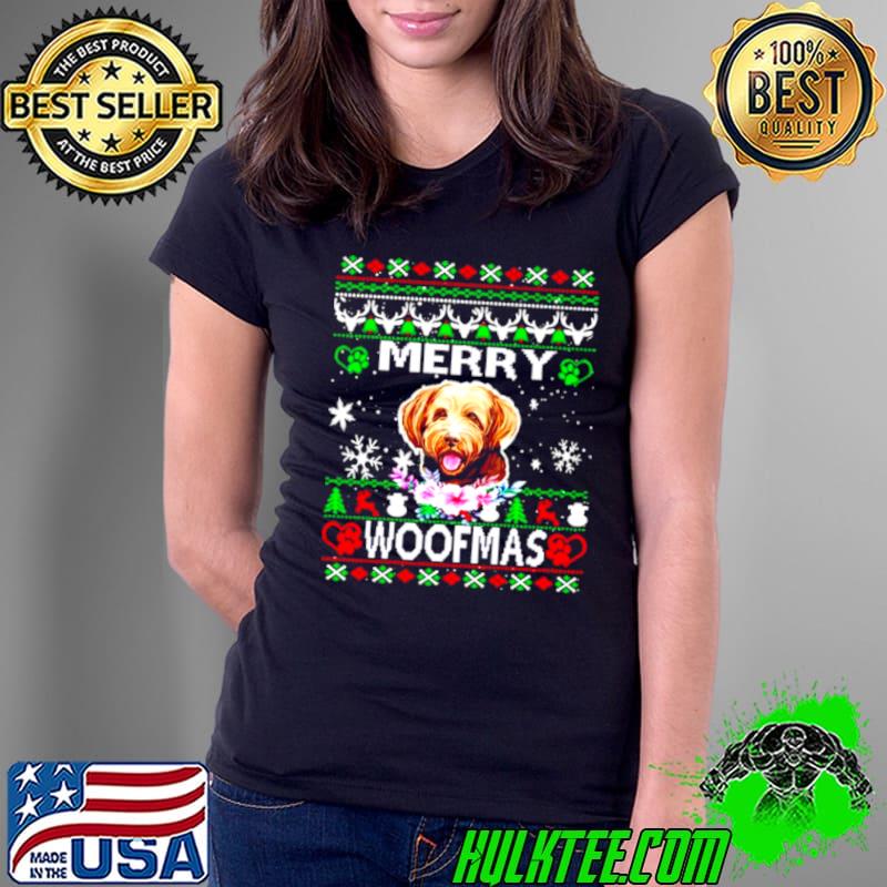 Original Merry Woofmas Bordoodle Christmas Ladies Tee Original Merry Woofmas Bordoodle Christmas Ladies Tee