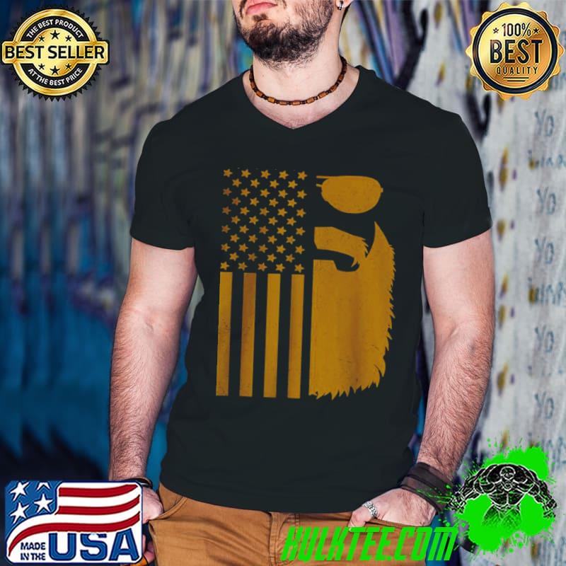 Original Patriotic US Flag Beard And Sunglasses For Men With Beards T Shirt