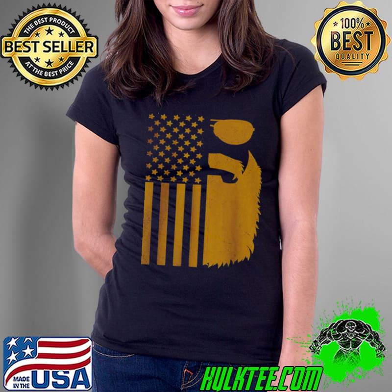 Original Patriotic US Flag Beard And Sunglasses For Men With Beards T Shirt Ladies Tee Original Patriotic US Flag Beard And Sunglasses For Men With Beards T Shirt Ladies Tee