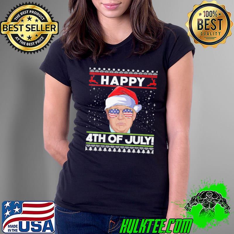 Original Santa Trump Happy 4th of July Ugly X-mas T-Shirt Ladies Tee Original Santa Trump Happy 4th of July Ugly X-mas T-Shirt Ladies Tee