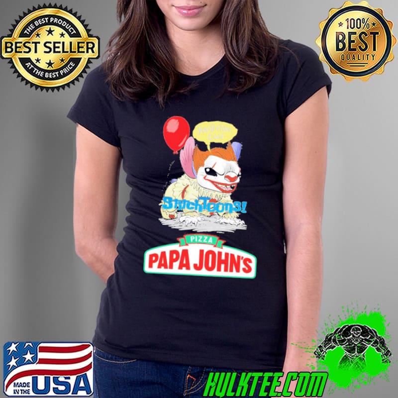 Pennywise Stitch Toons you’ll float too Pizza Papa John’s Ladies Tee Pennywise Stitch Toons you’ll float too Pizza Papa John’s Ladies Tee