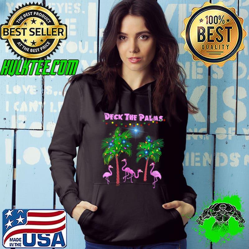 Pink Flamingos Christmas Palm Tree Tropical Xmas Santa Hat T-Shirt Pink Flamingos Christmas Palm Tree Tropical Xmas Santa Hat T-Shirt