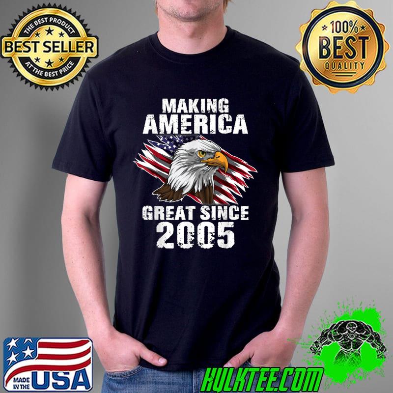Premium 17th Birthday Gift USA Flag Making America Great Since 2005 T-Shirt Unisex Premium 17th Birthday Gift USA Flag Making America Great Since 2005 T-Shirt Unisex