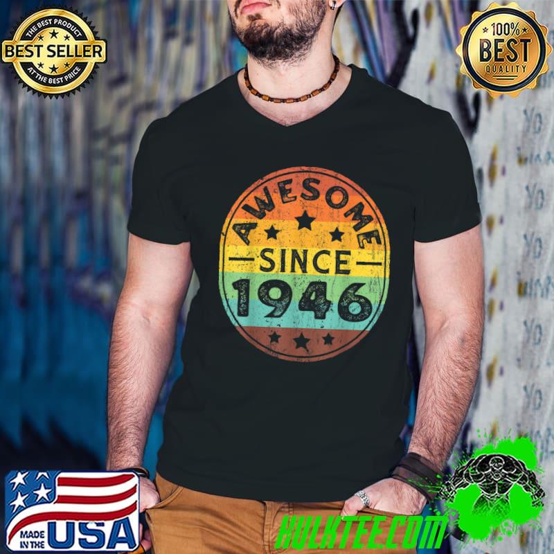 Premium Awesome Since 1946 75th Birthday Party Retro Vintage Men T-Shirt
