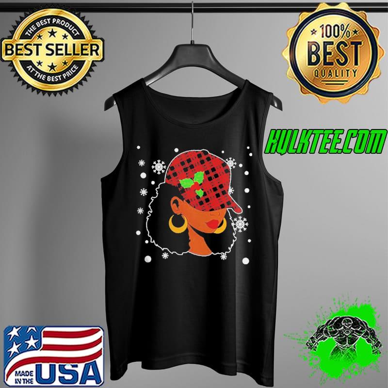 Premium Black African American Santa Hat Red Plaid Melanin Tank Top Premium Black African American Santa Hat Red Plaid Melanin Tank Top