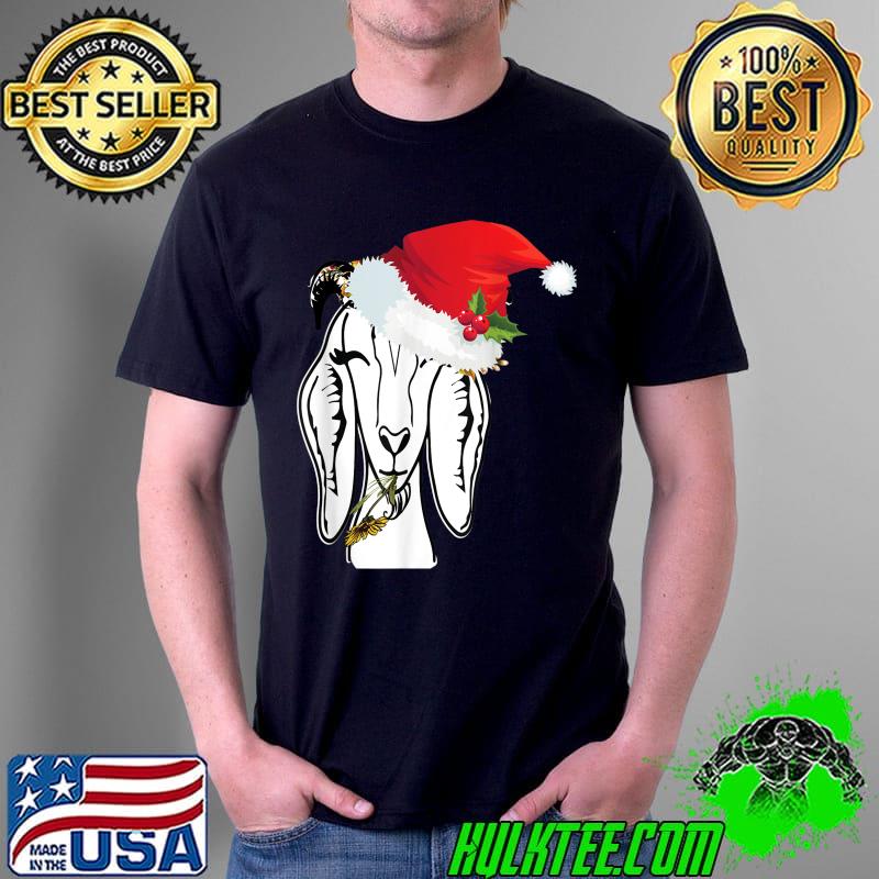 Premium Christmas Goat Adorable Santa Hat Farm Animal Funny T-Shirt Unisex Premium Christmas Goat Adorable Santa Hat Farm Animal Funny T-Shirt Unisex