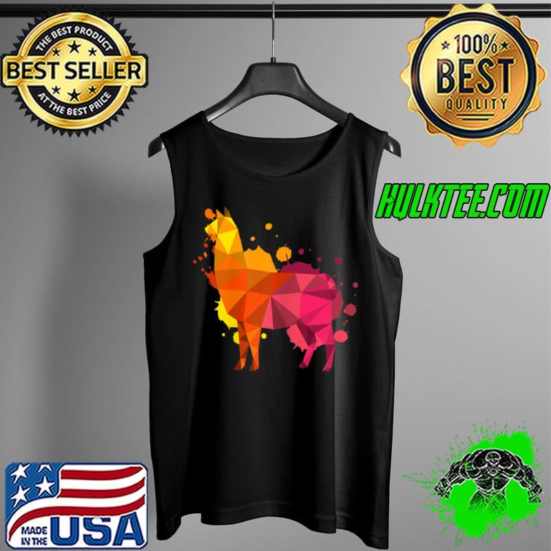 Premium Funny Llama Alpaca Colourful Polygon Art T Shirt Tank Top Premium Funny Llama Alpaca Colourful Polygon Art T Shirt Tank Top