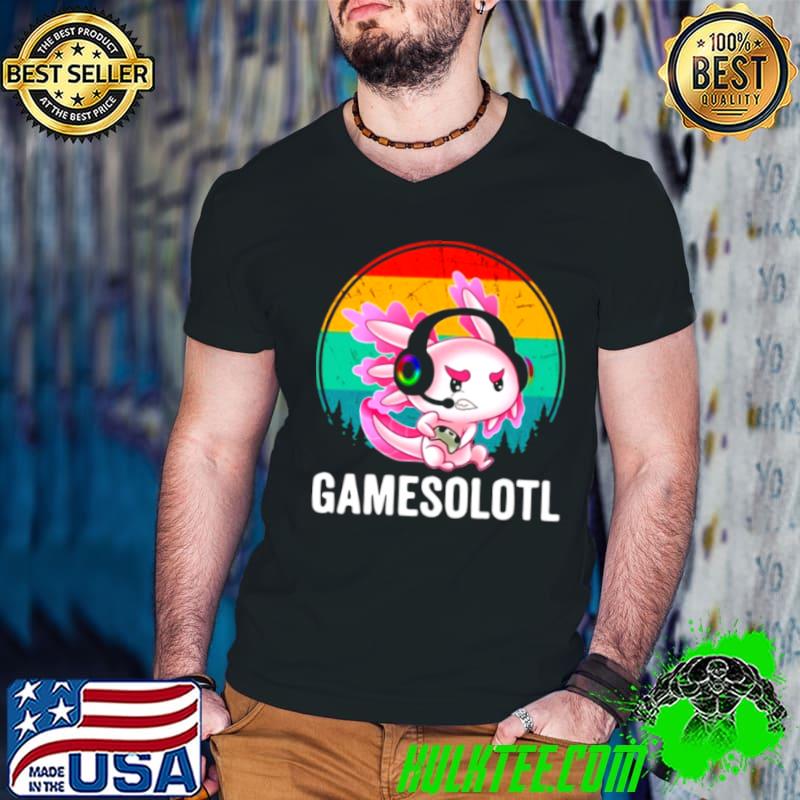Premium Gamesolotl Gamer Axolotl Playing Video Games Shirt