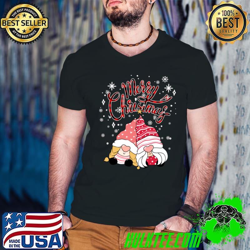 Premium Gnome Matching Family Christmas Women Men Red Buffalo Plaid T-Shirt