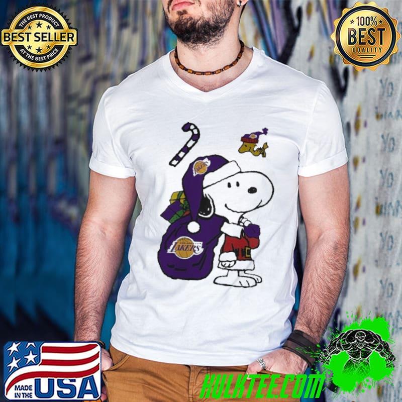 Premium Hot Snoopy and Woodstock los angeles laker merry christmas 2020 shirt
