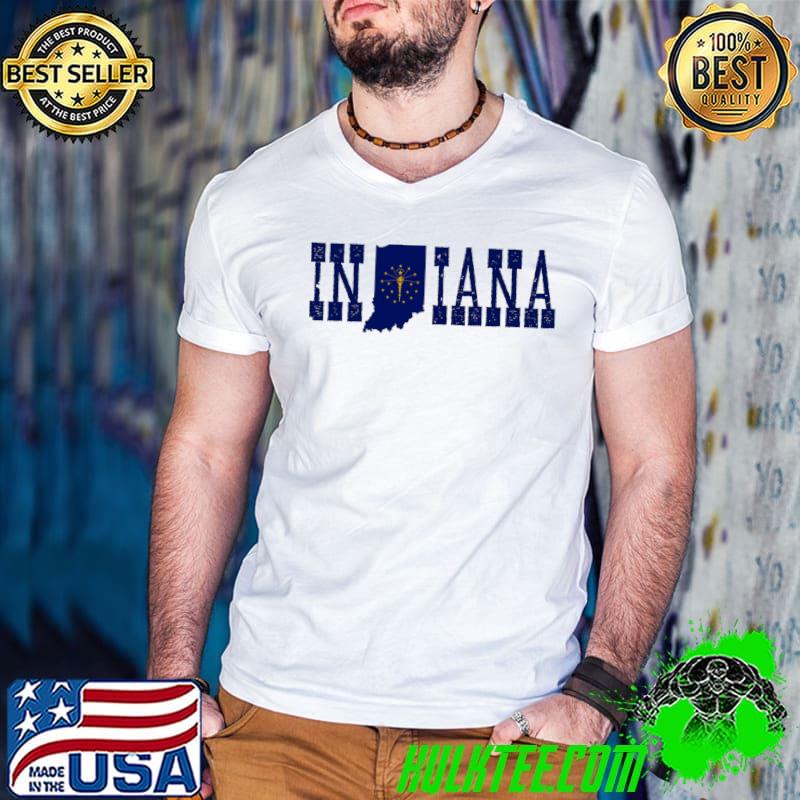 Premium Indiana State and Indiana Flag with Pride for Indiana T-shirt