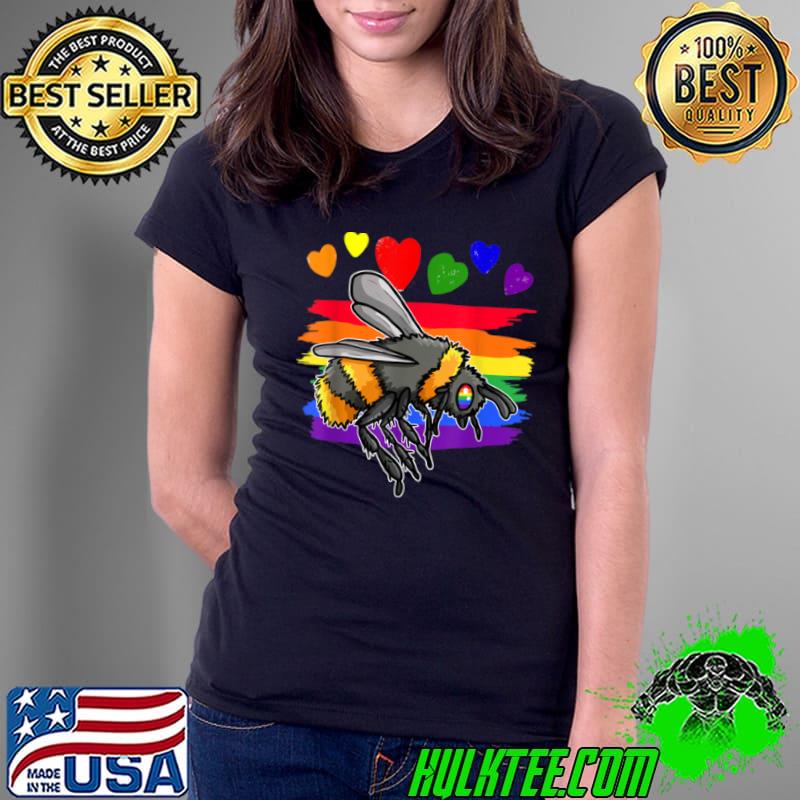 Premium LGBT Bee Gay Pride Rainbow LGBTQ T Shirt Ladies Tee Premium LGBT Bee Gay Pride Rainbow LGBTQ T Shirt Ladies Tee
