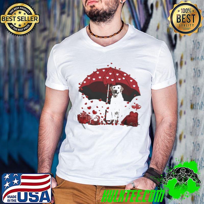 Premium Loving Red Umbrella Yellow Labrador Christmas Sweater Shirt