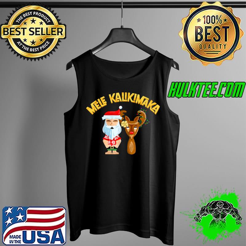 Premium Mele Kalikimaka Tiki Holiday Christmas Santa and Reindeer T-Shirt Tank Top Premium Mele Kalikimaka Tiki Holiday Christmas Santa and Reindeer T-Shirt Tank Top