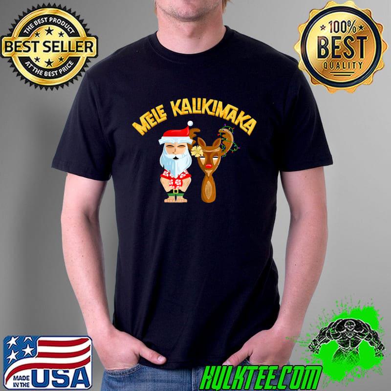 Premium Mele Kalikimaka Tiki Holiday Christmas Santa and Reindeer T-Shirt Unisex Premium Mele Kalikimaka Tiki Holiday Christmas Santa and Reindeer T-Shirt Unisex