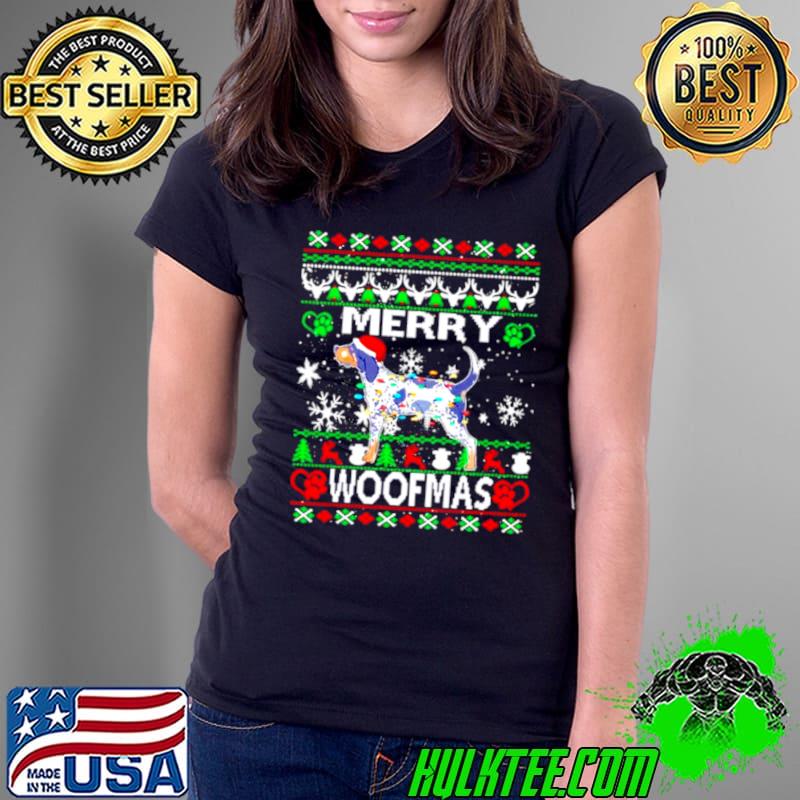 Premium Merry Woofmas Bluetick Coonhound Christmas Ladies Tee Premium Merry Woofmas Bluetick Coonhound Christmas Ladies Tee