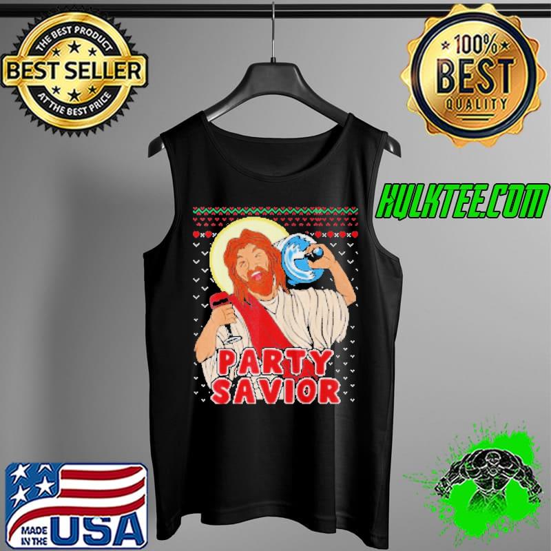 Premium Party savior Jesus christ santa beer ugly christmas Tank Top Premium Party savior Jesus christ santa beer ugly christmas Tank Top